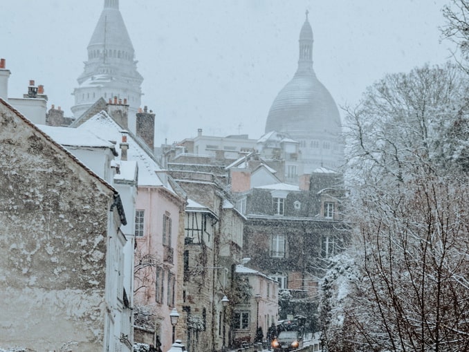 In December in Paris it's snowing sometimes